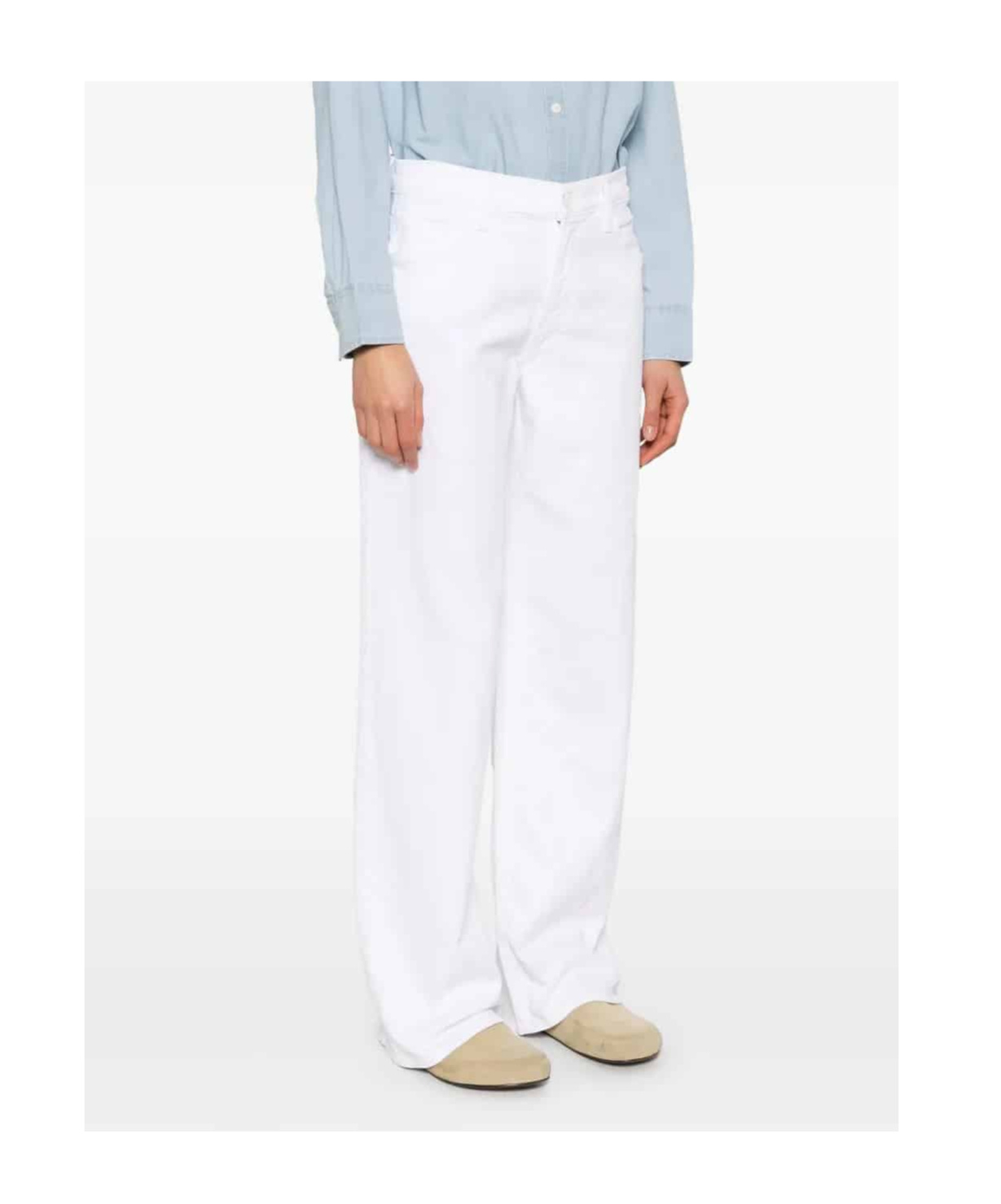 Mother The Spinner Zip Sneak Jeans In White