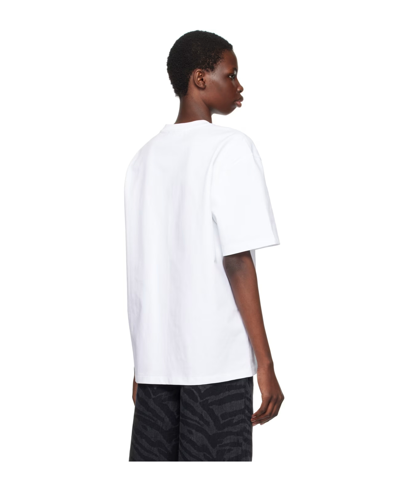 Ganni Rhinestone Logo Embroidery T-shirt In White