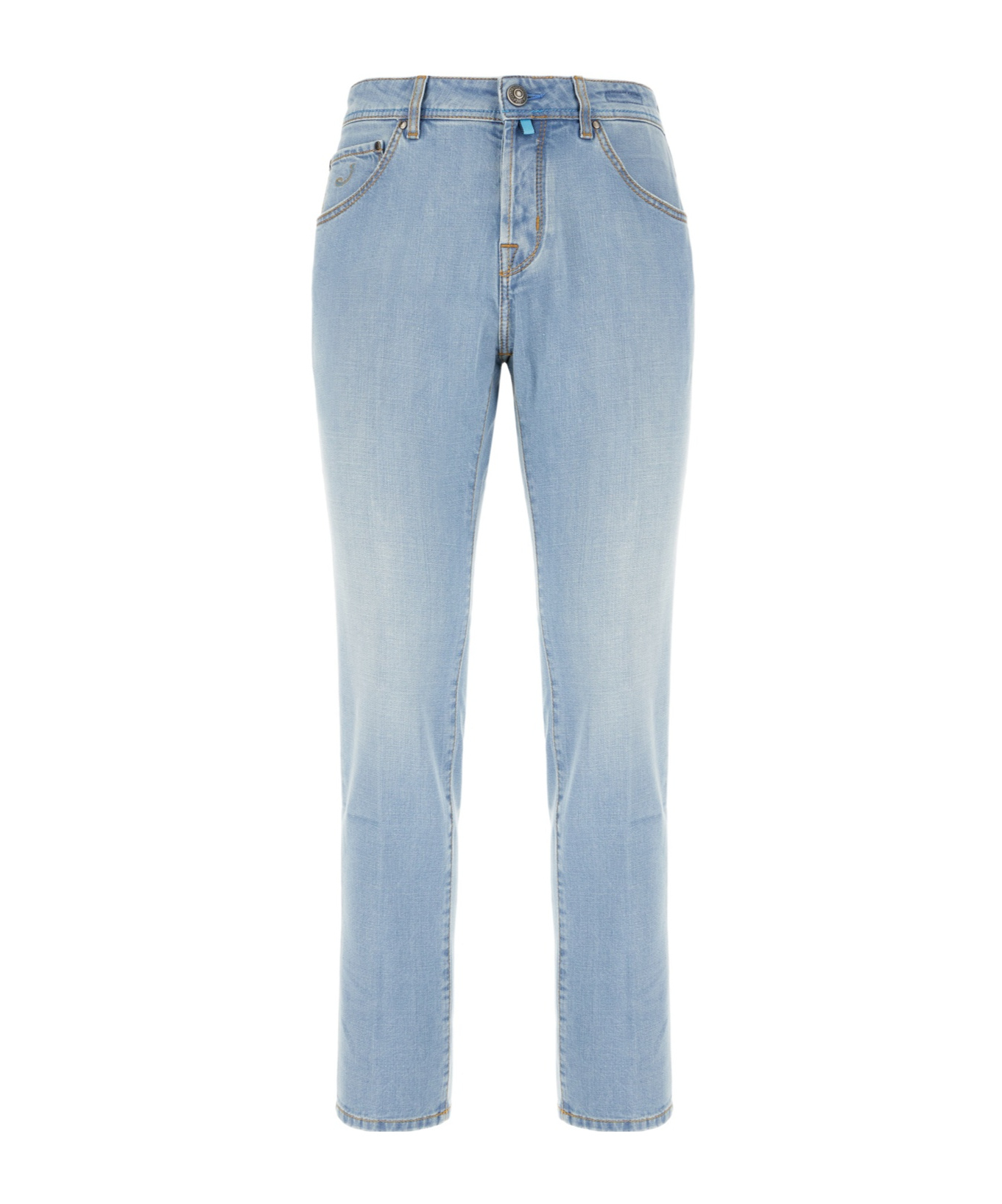 Jacob Cohen Denim Trousers With Five-pocket Design And Contrast Stitching In Blue