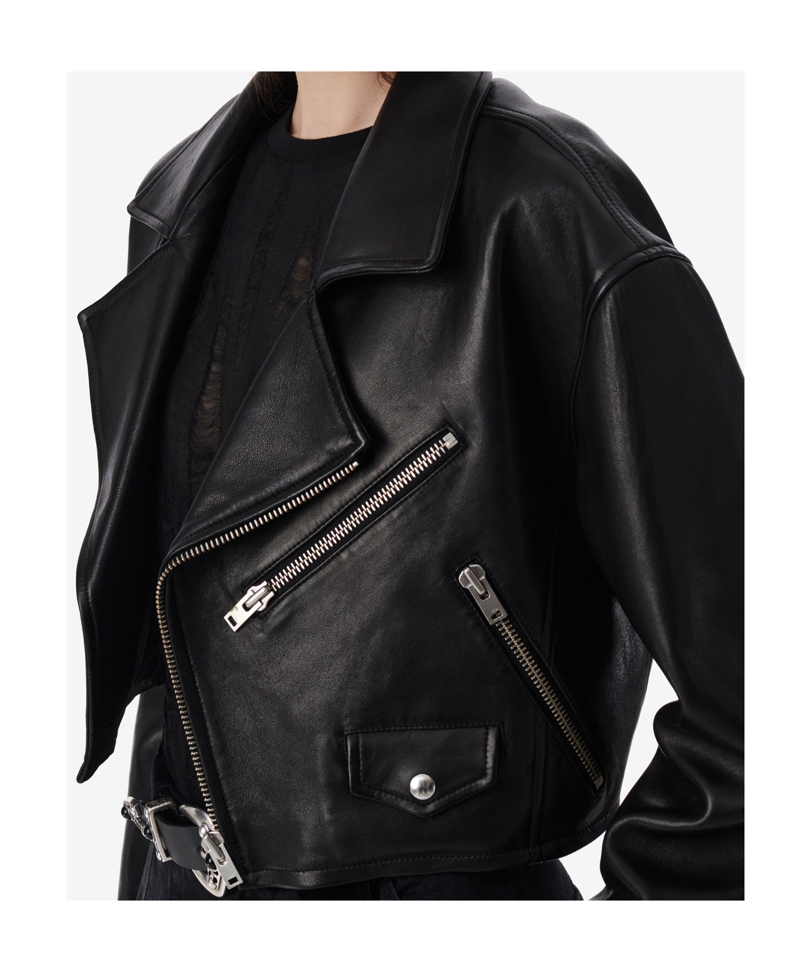Iro Castilli Biker Jacket In Black Leather In Black