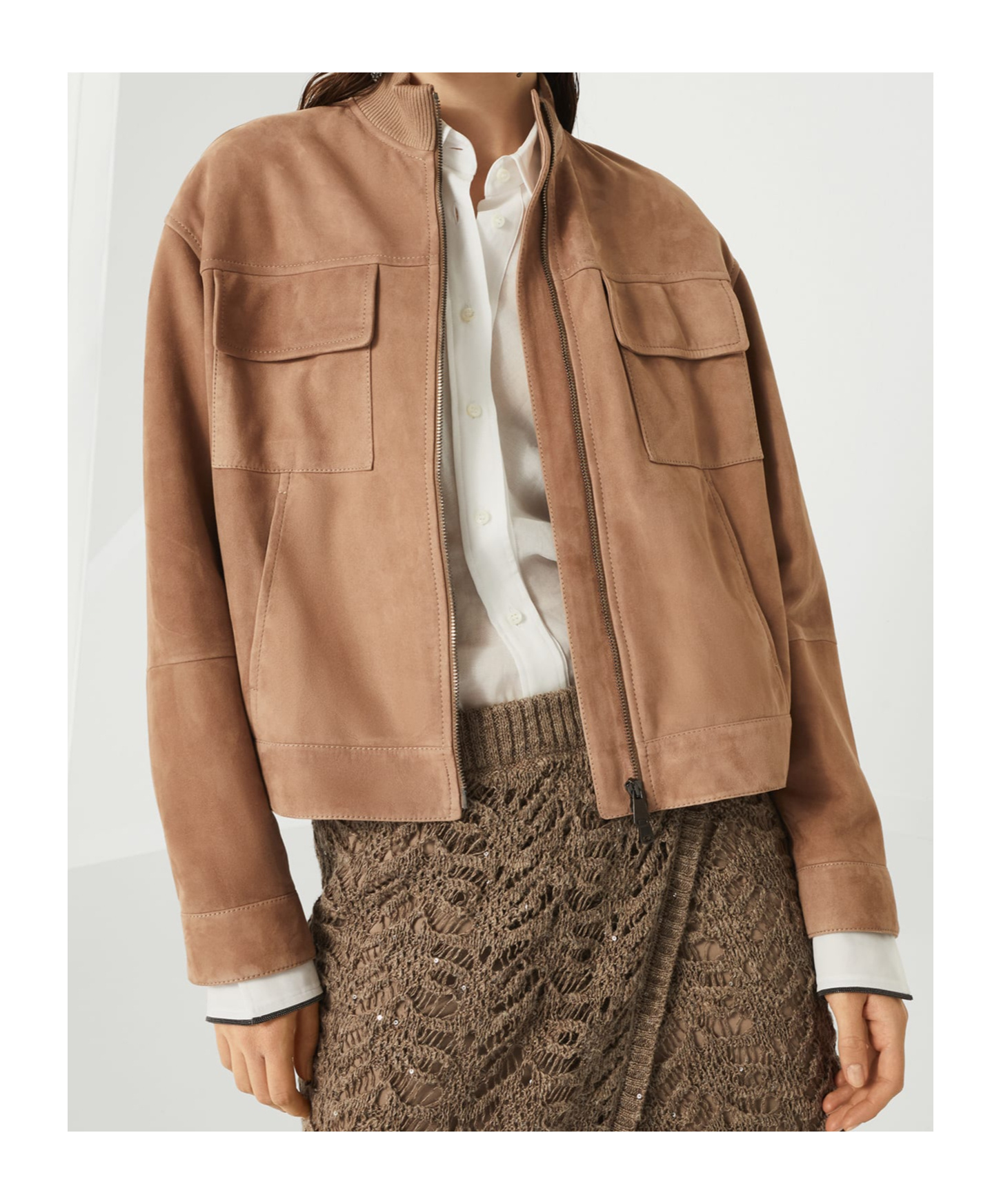 Brunello Cucinelli Couture Suede Jacket In Brown