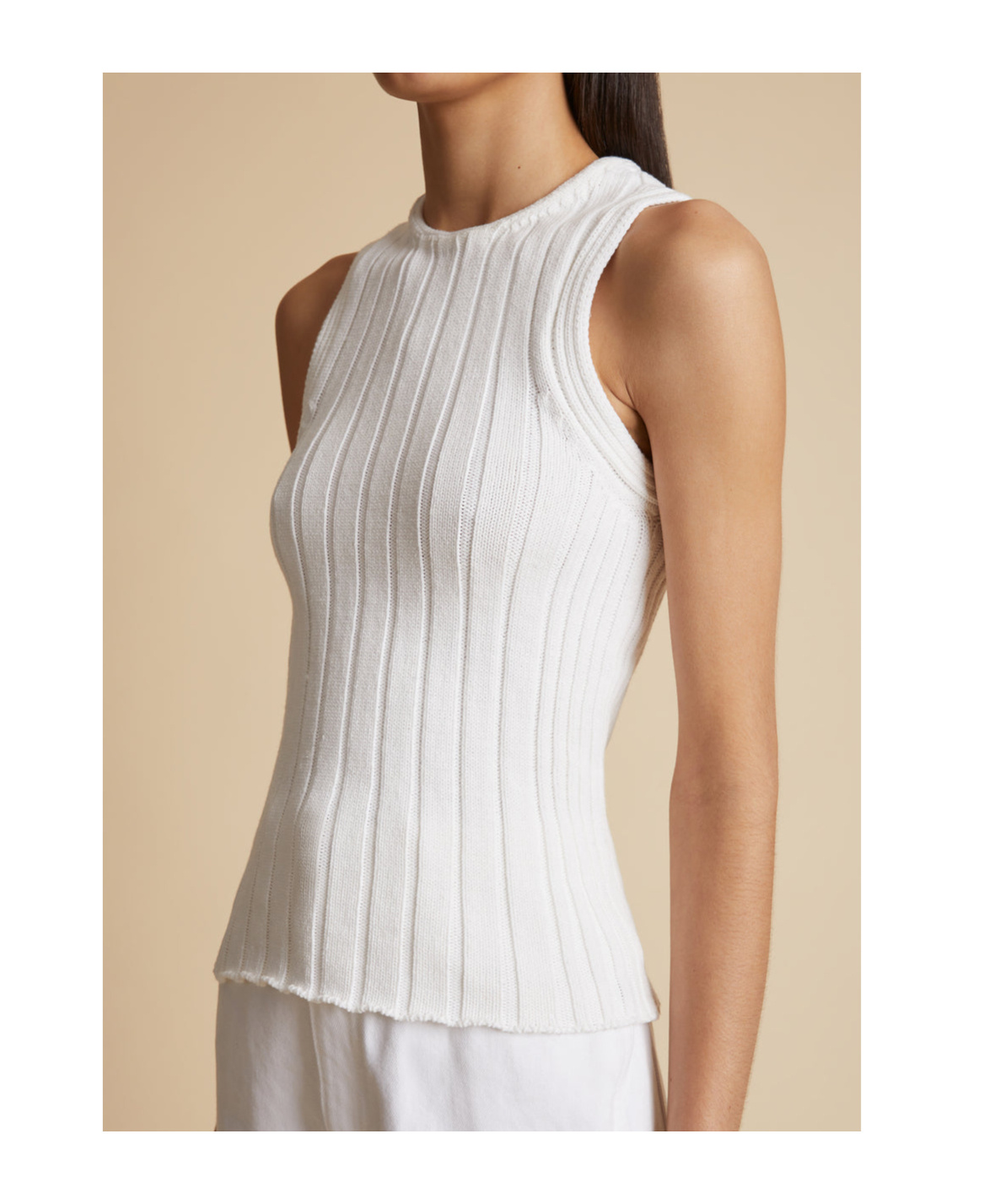 Khaite The Manu High-neck Knitted Tank Top In White