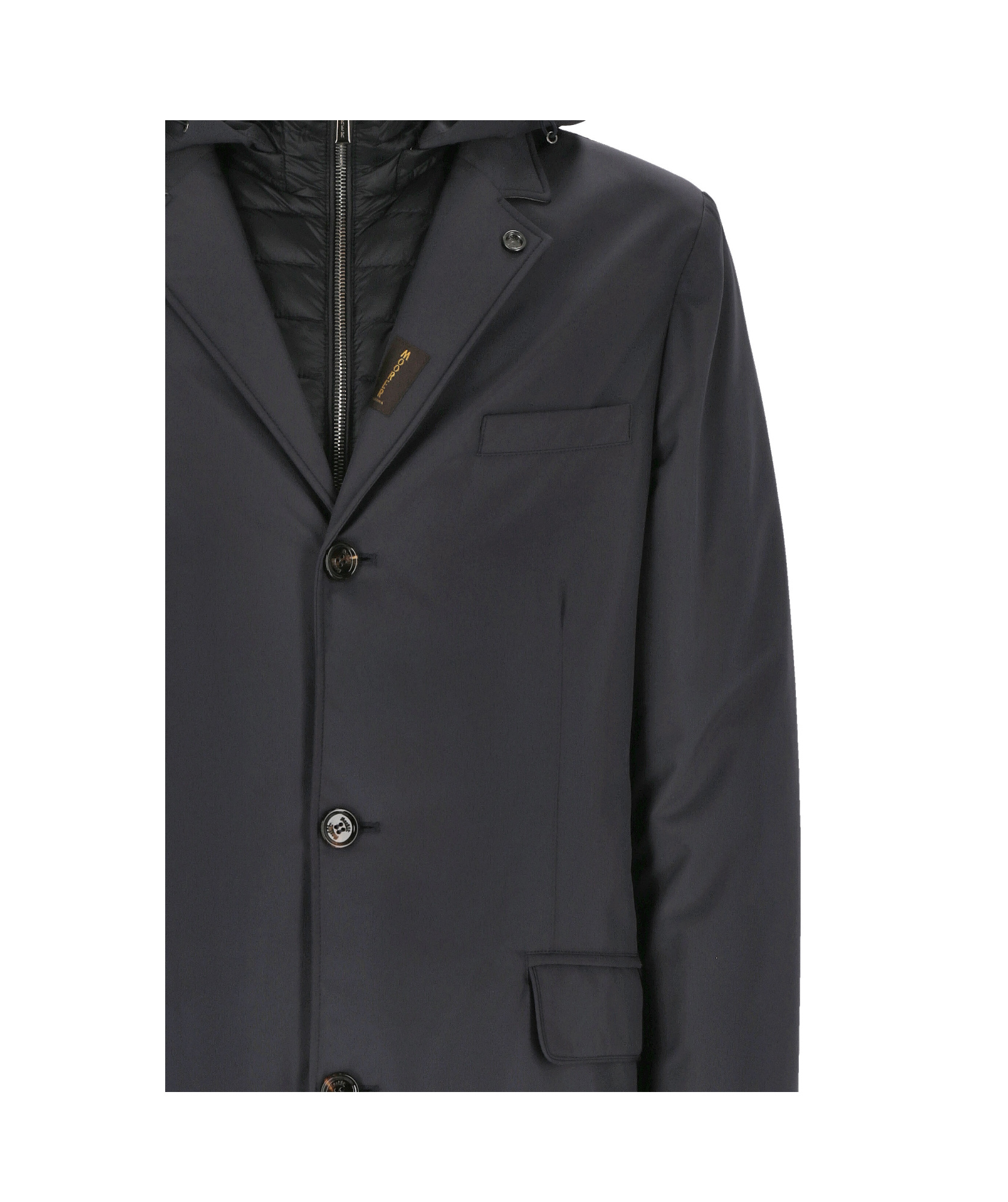 Moorer Button-down Hooded Coat In Black