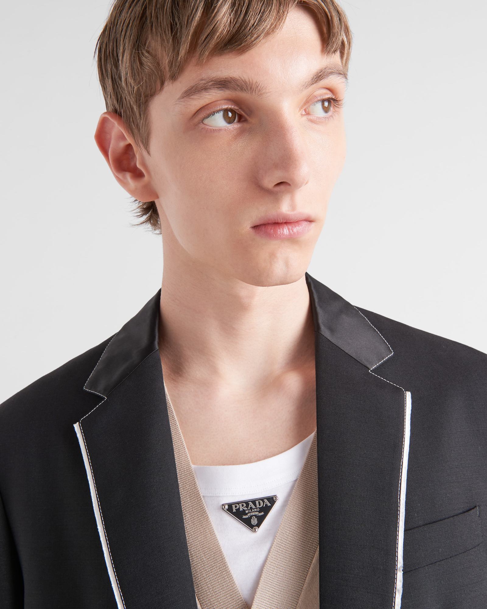 PRADA PRADA CONTRASTED TRIM SINGLE BREASTED JACKET