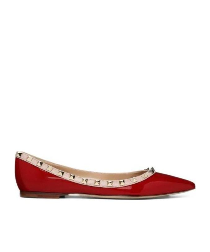 Shop Valentino Rockstud Ballerinas In Red