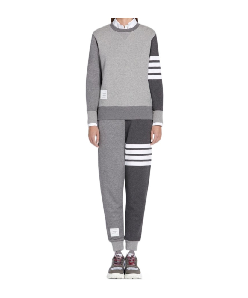 Thom Browne 4-bar Loopback Crew Neck Sweatshirt In Gray