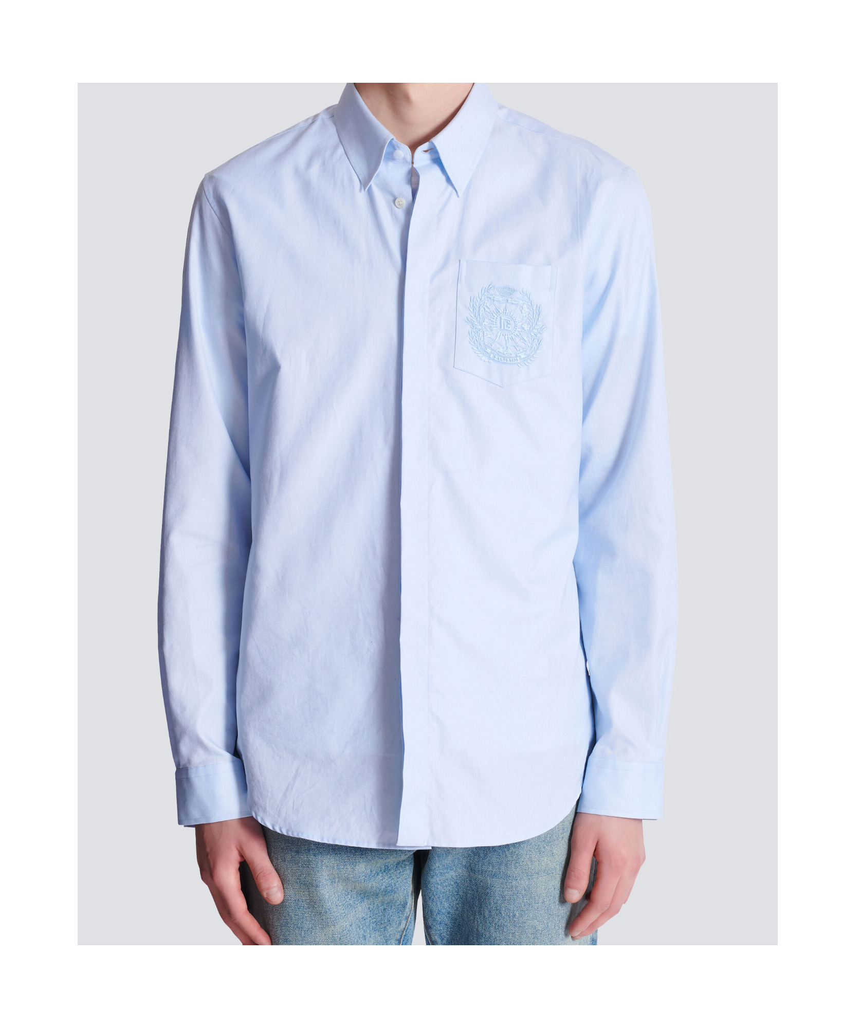 Balmain Logo-embroidered Shirt In Blue