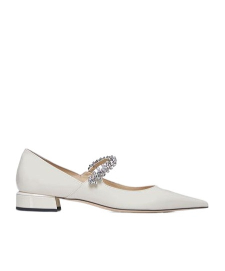 Jimmy Choo Bing Embellished Flat Shoes In White