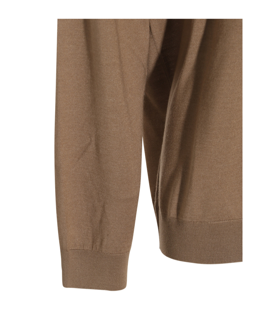 Loro Piana Ribbed Crewneck Sweater With Long Sleeves In Brown