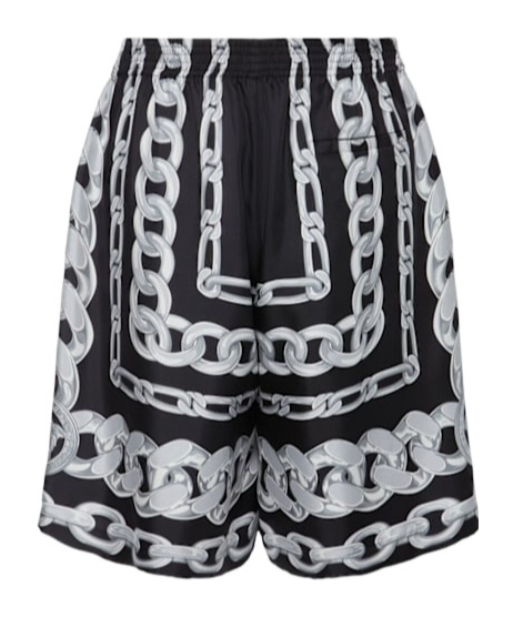 Versace Men Medusa Chains Silk Shorts In Black