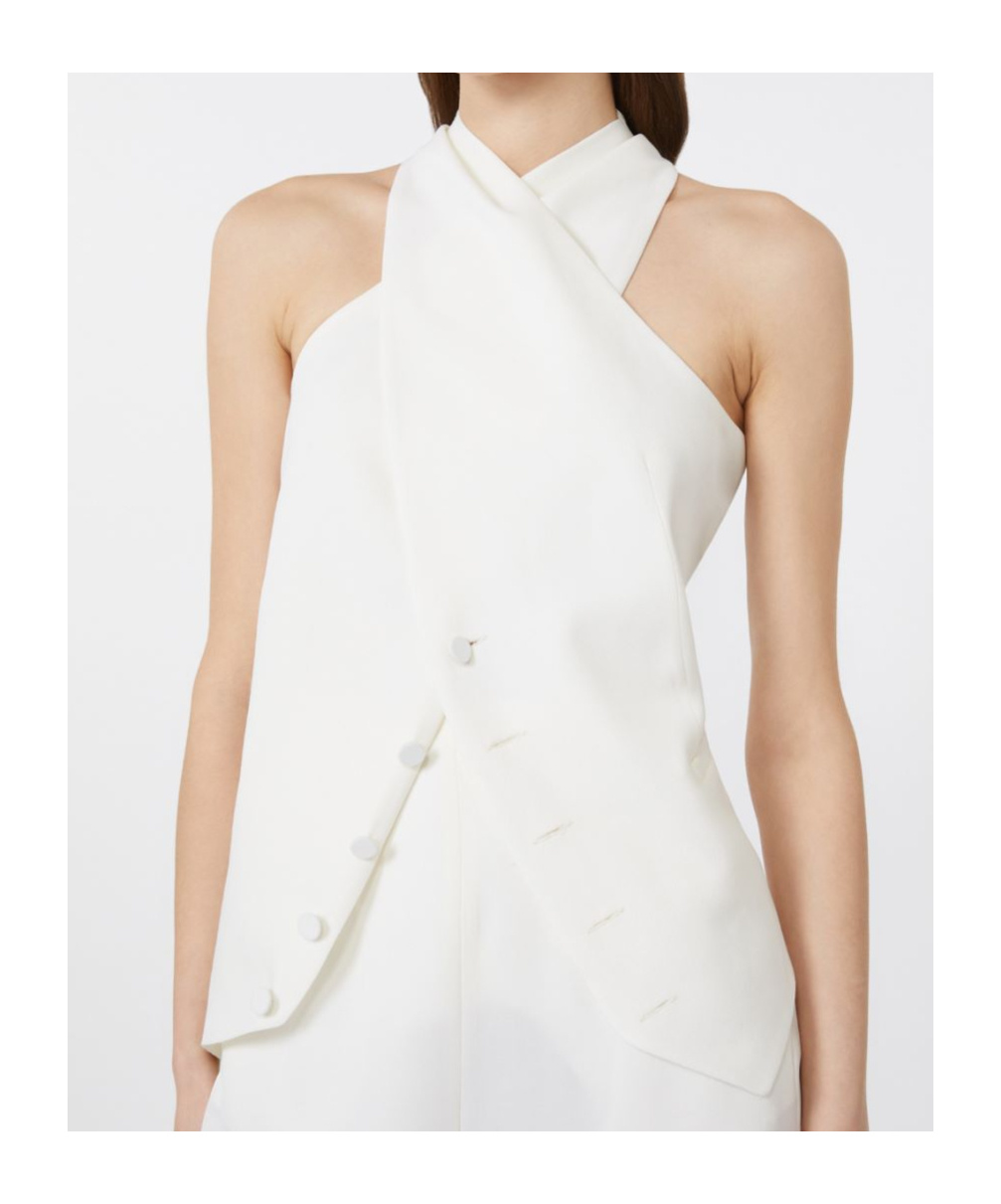 Max Mara Wool Gabardine And Satin Vest In Neutral