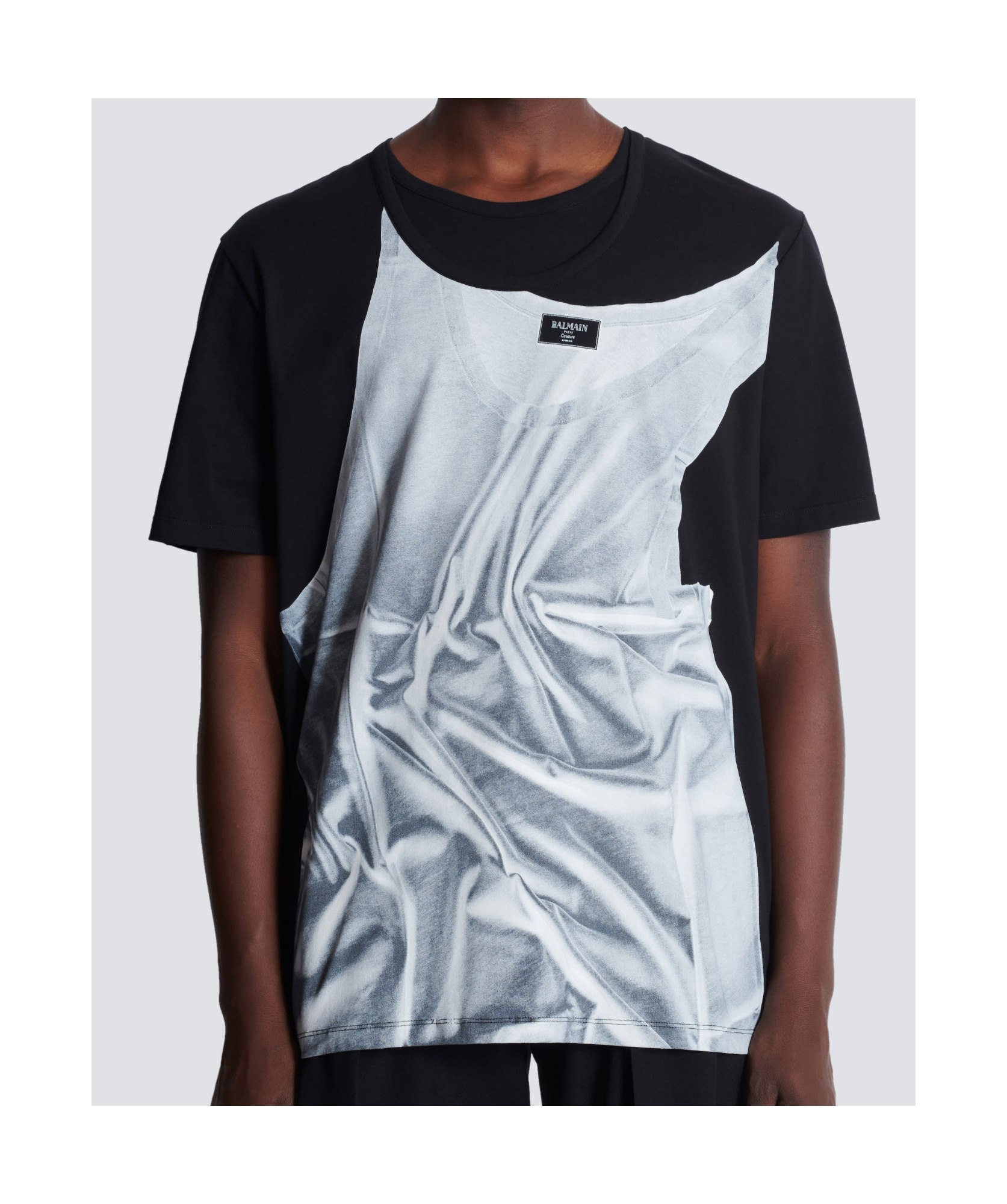 Shop Balmain T-shirt With Tank Top Print In Black