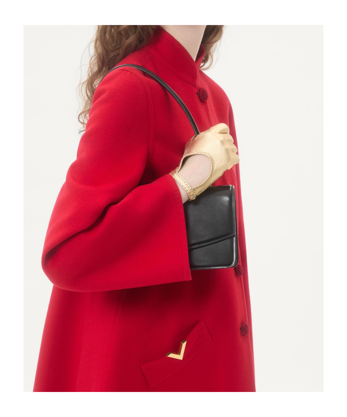 Valentino Vgold Button-up Coat In Red
