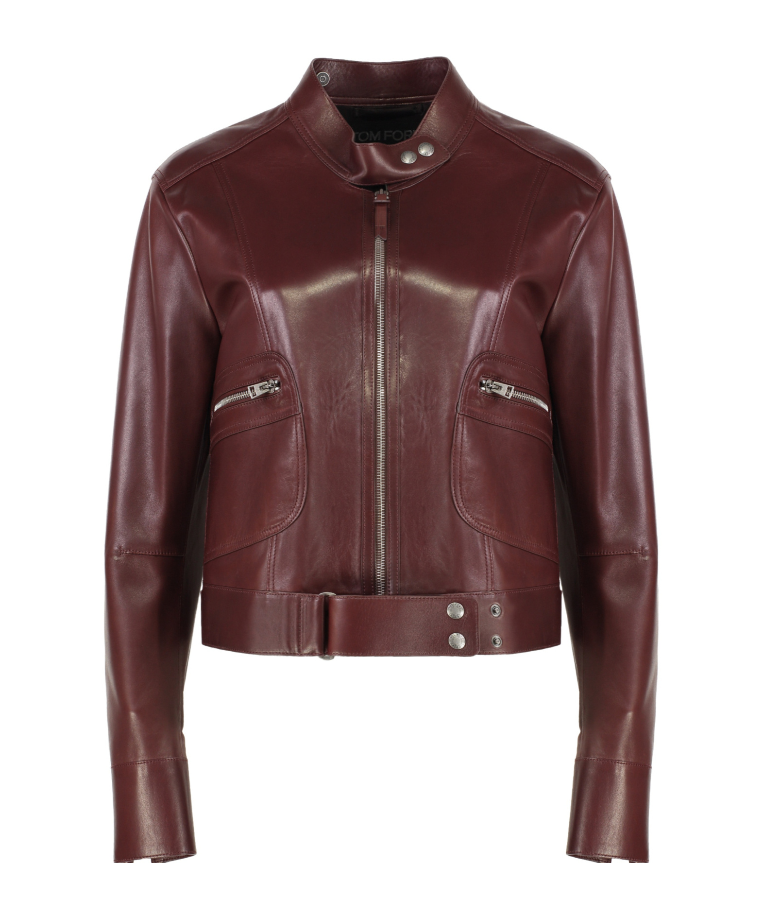 Tom Ford Long-sleeved Leather Jacket In Brown