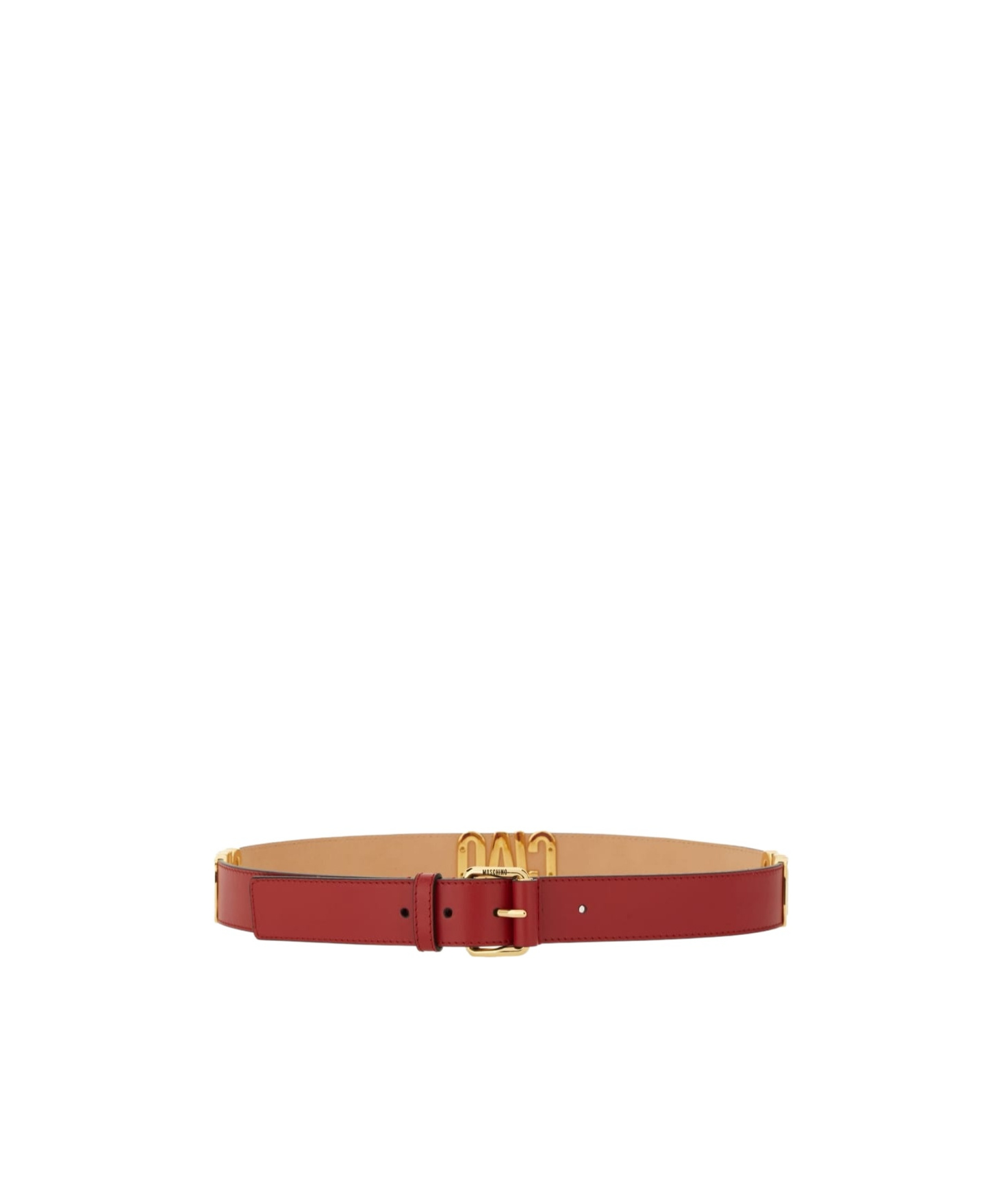 Moschino Adjustable Gold-tone Buckle Belt In Red