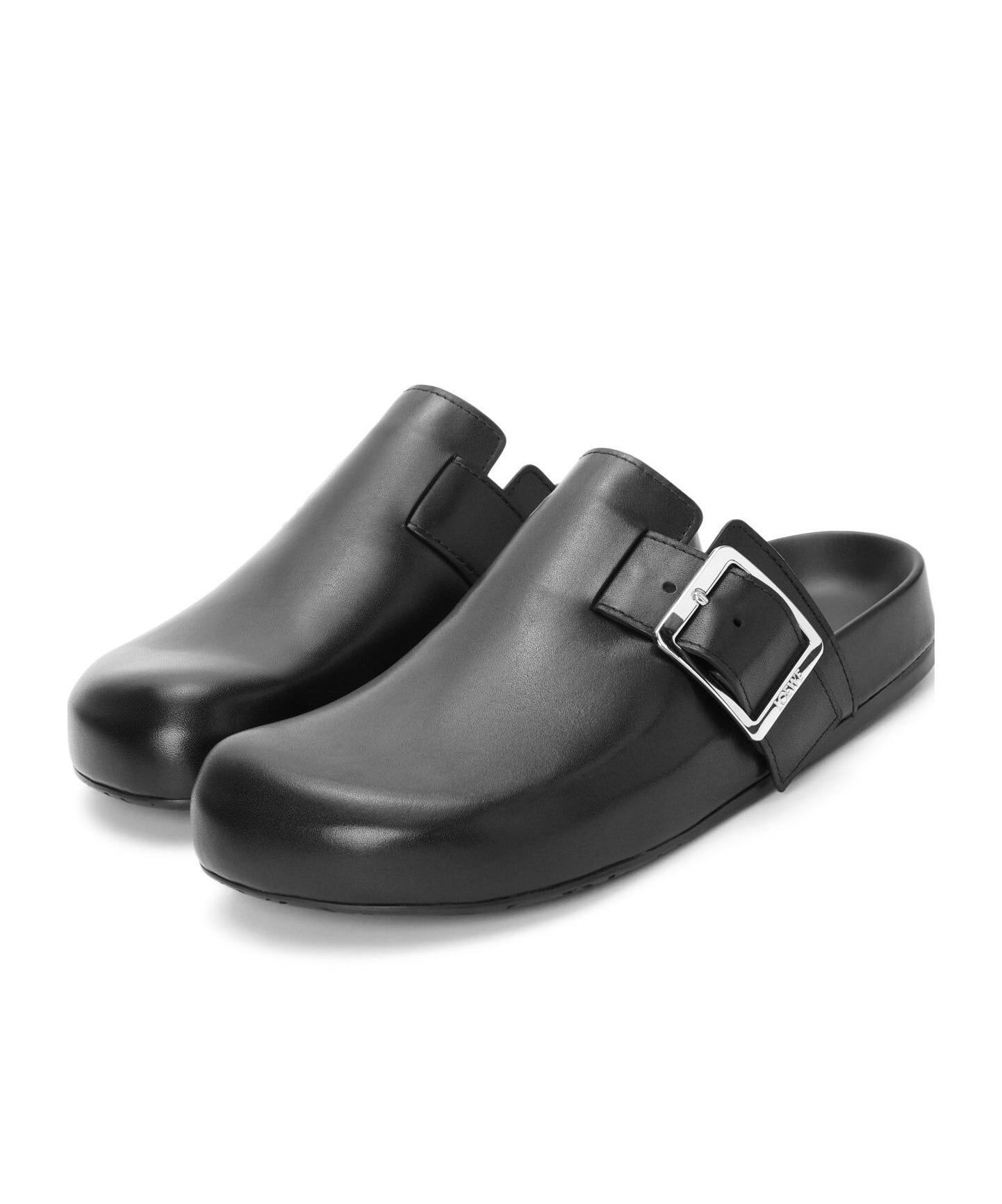 Loewe Ease Buckle Brushed Leather Clogs In Black