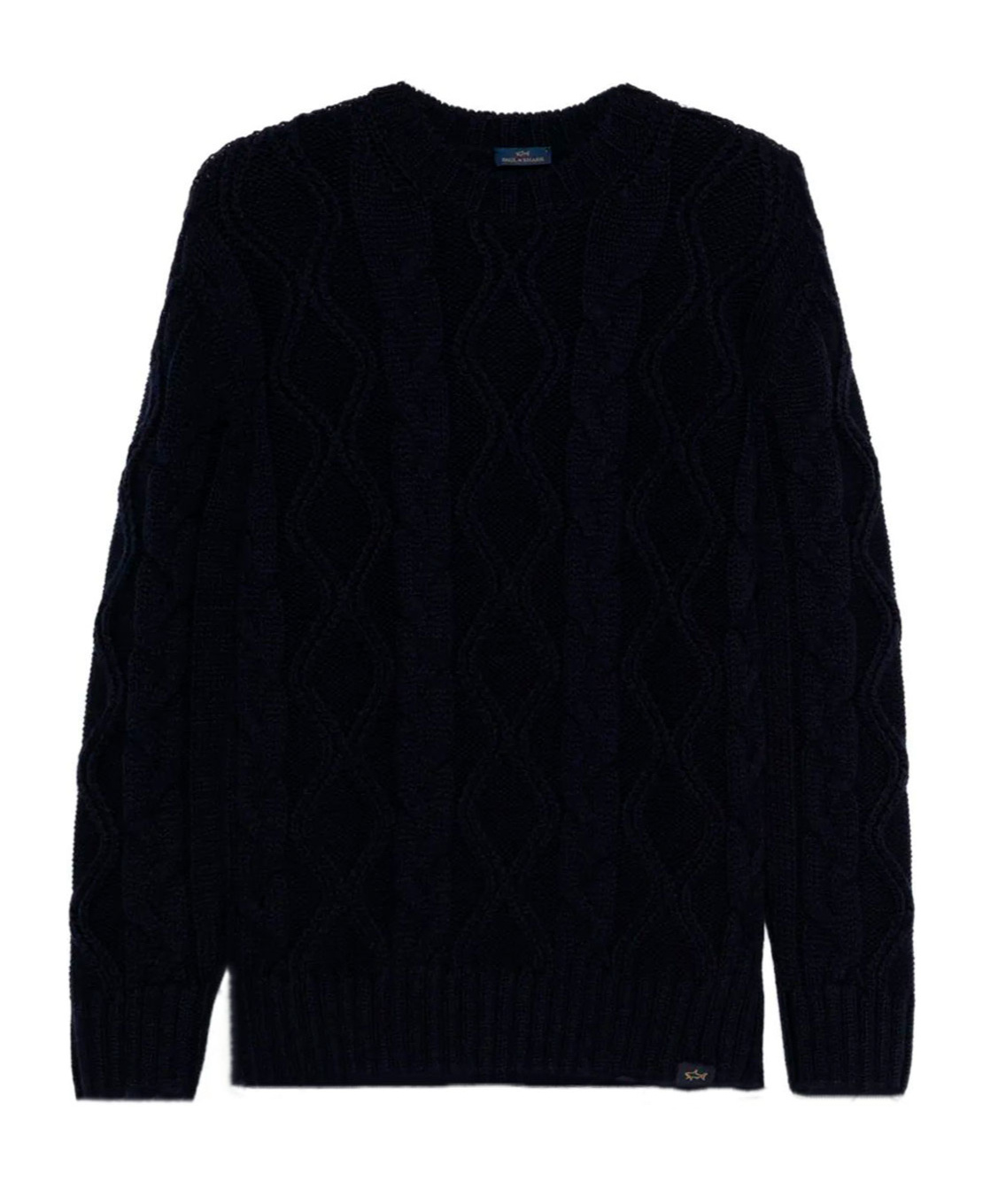 Paul & Shark Cable Knit Crewneck Wool Sweater Clothing In Black
