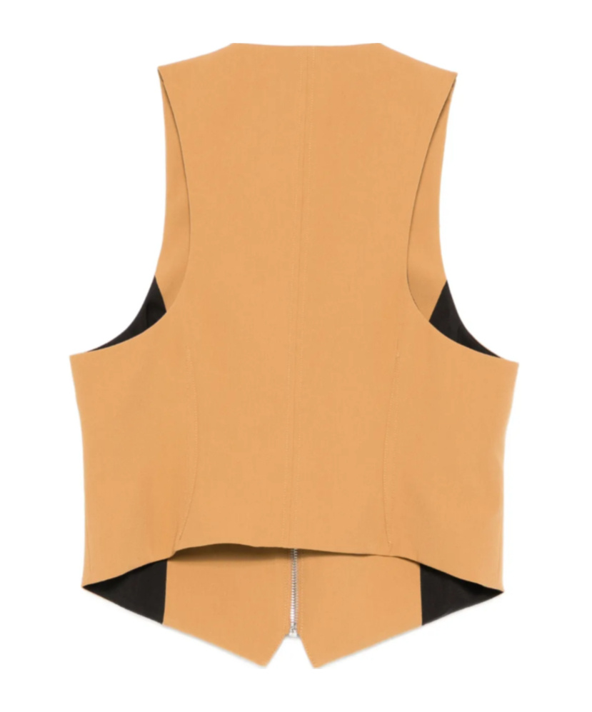 Patrizia Pepe V-neck Zip Vest In Yellow