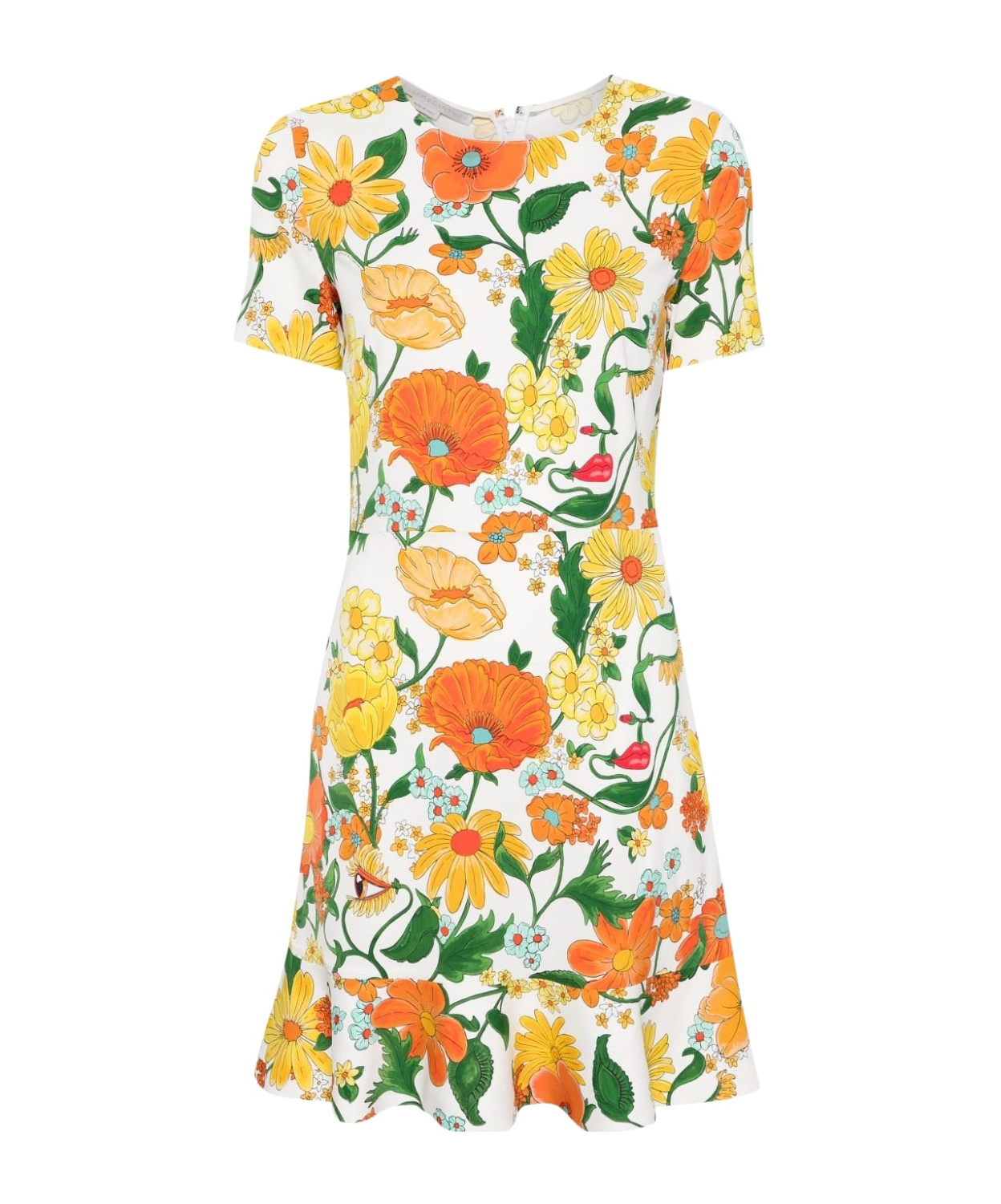 Stella Mccartney Garden Print Mini Dress In White