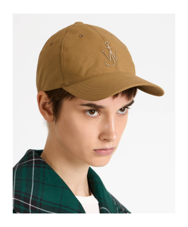 Jw Anderson Waxed Cotton Baseball Cap In Beige In Brown