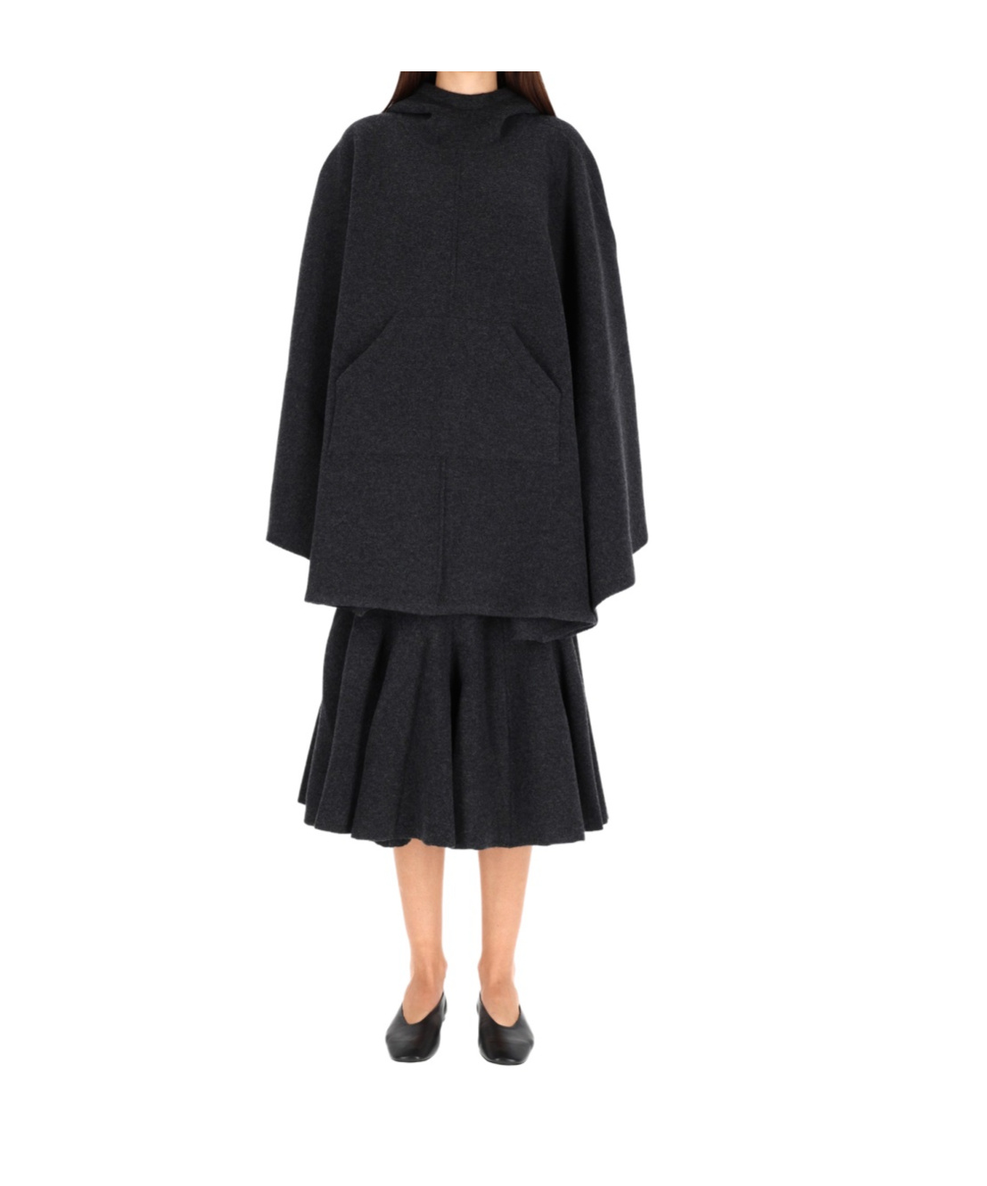 Bottega Veneta Long-sleeved Cape In Black