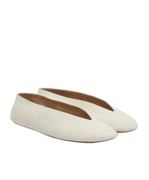 The Row Ballet Flats In White