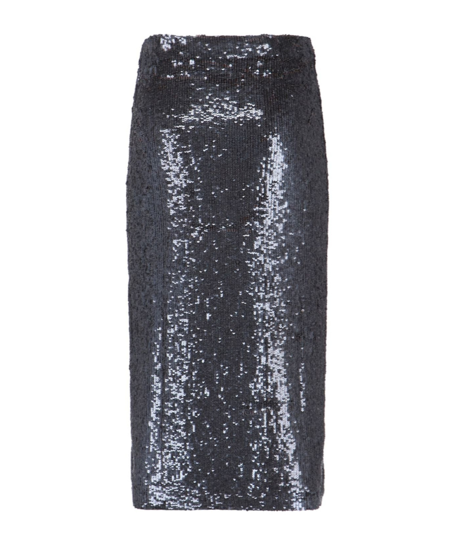 P.a.r.o.s.h Midi Skirt With Sequin Embellishment And Straight Silhouette In Black