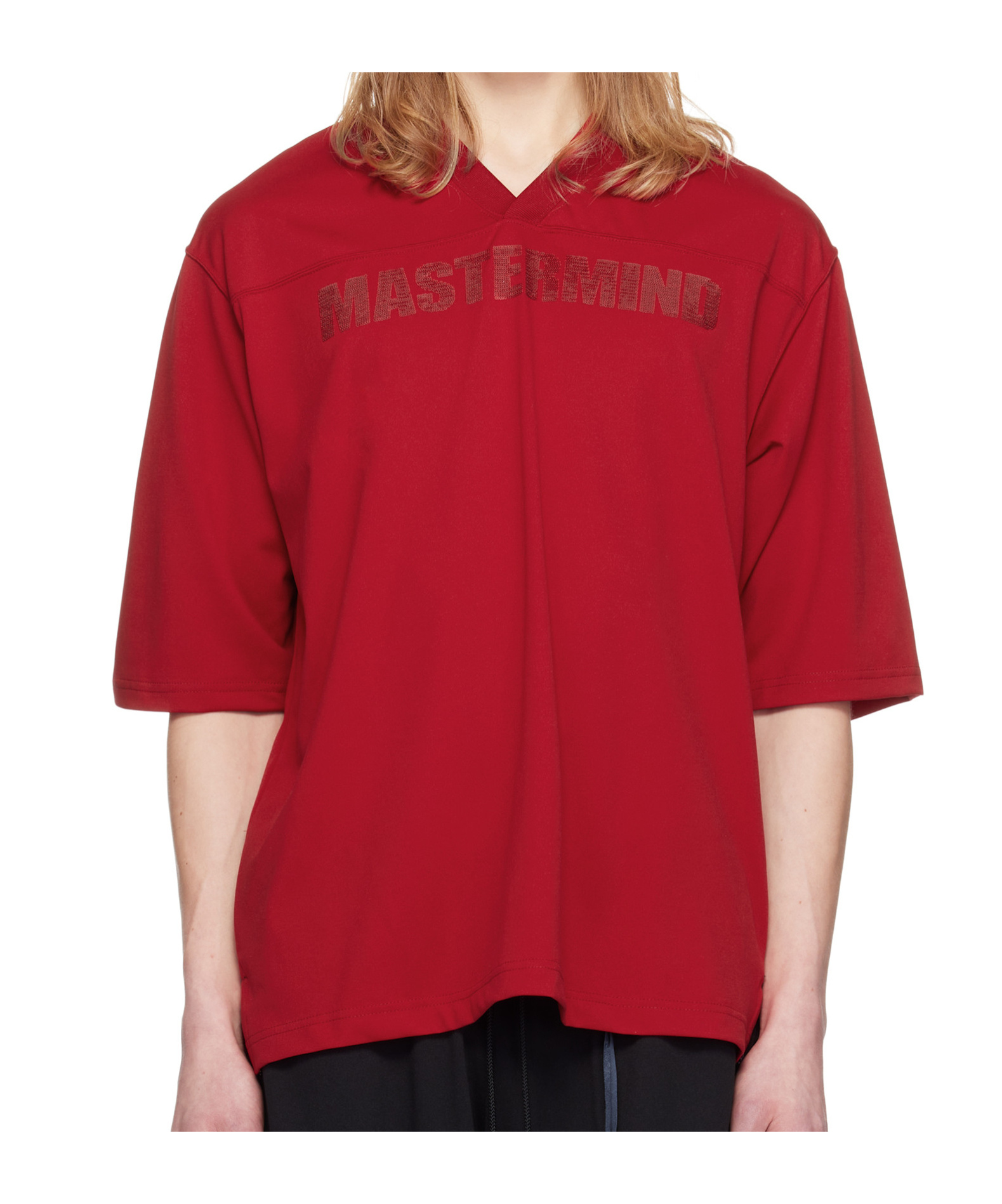Mastermind Japan Red Mw Football V-neck Jersey In Red