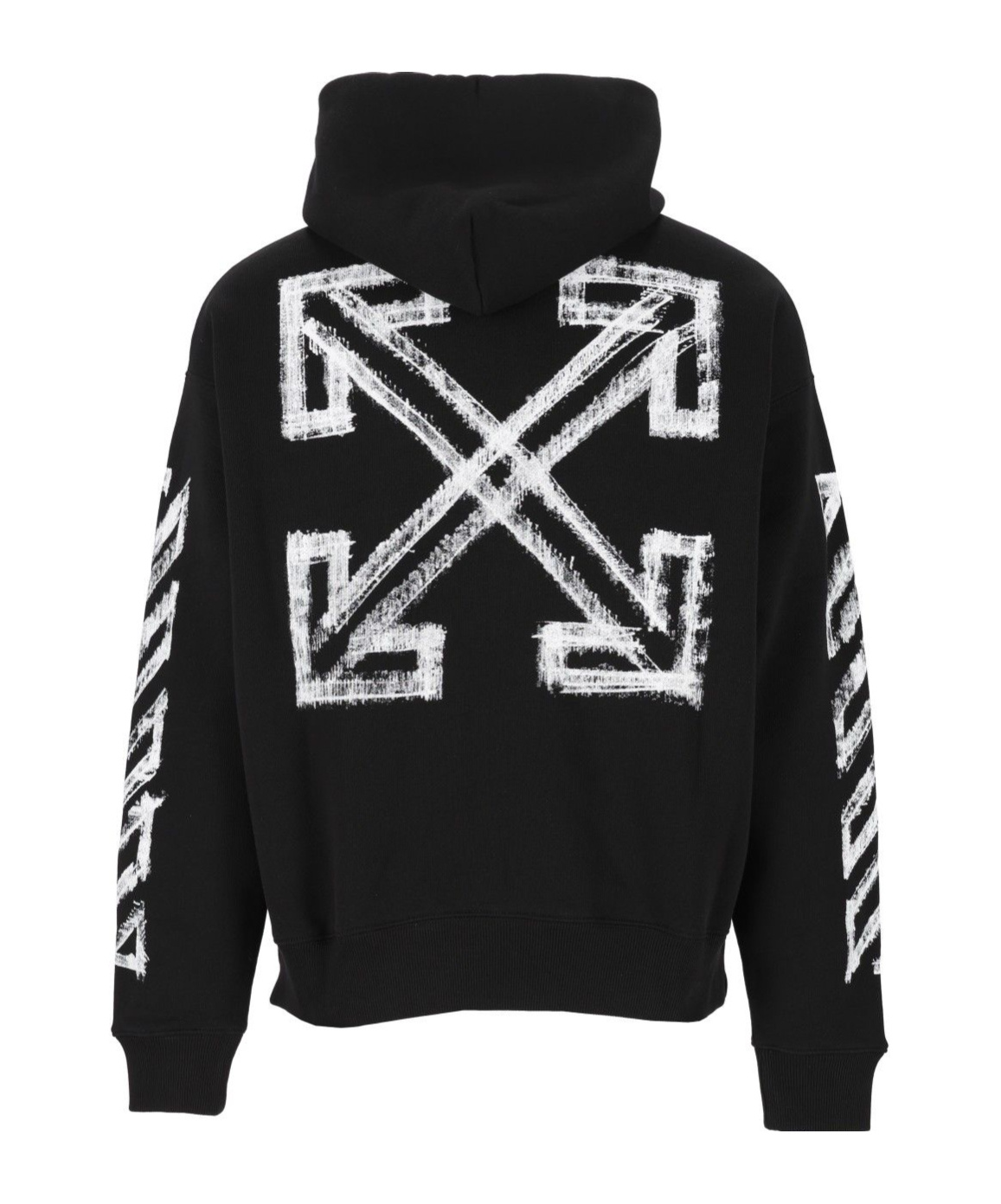 Off-white Motion Arrow Skate Black Cotton Hoodie With Distinctive Graphic Prints In Black