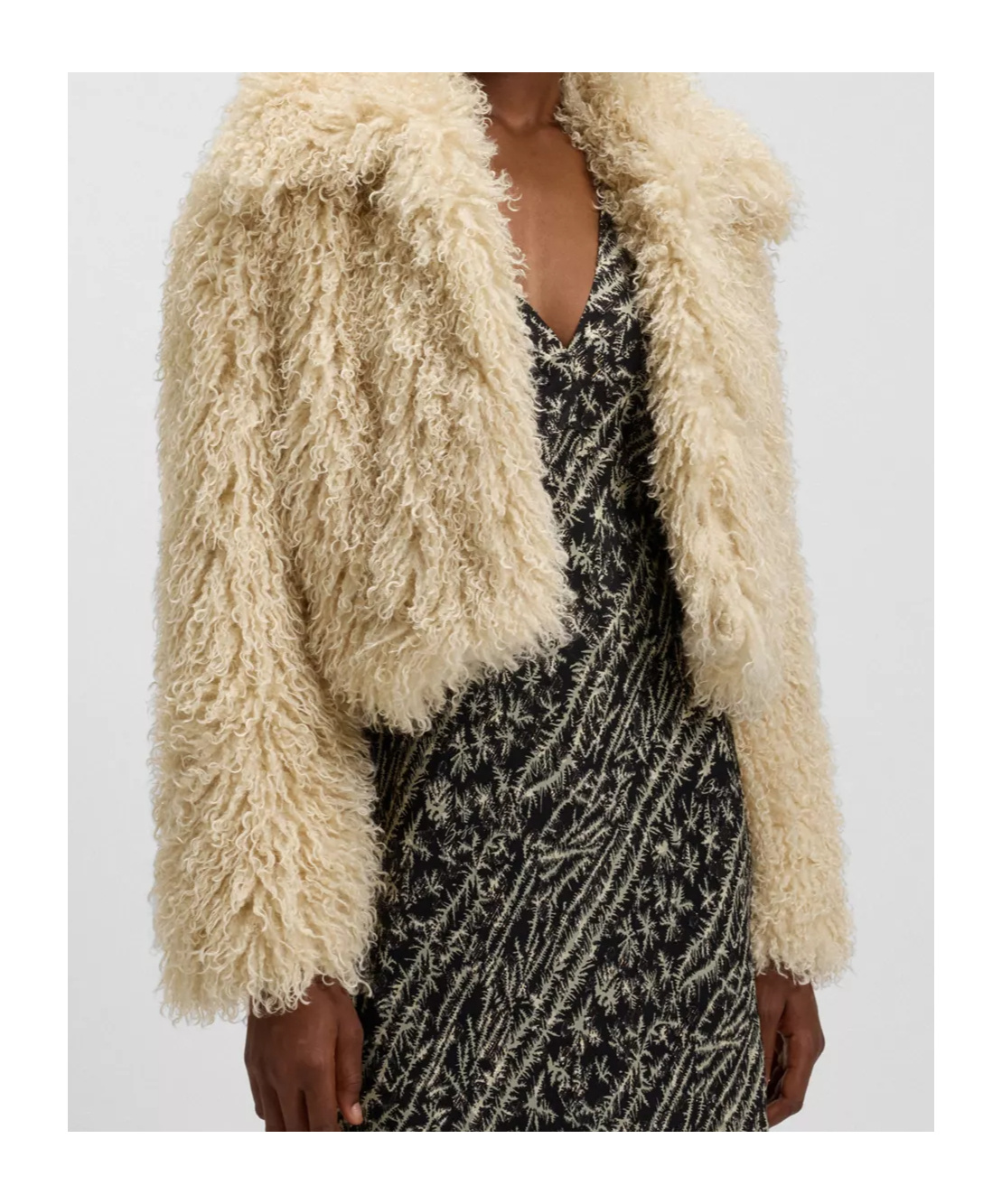 Hugo Boss Boss  Faux Fur Cropped Jacket In Neutral