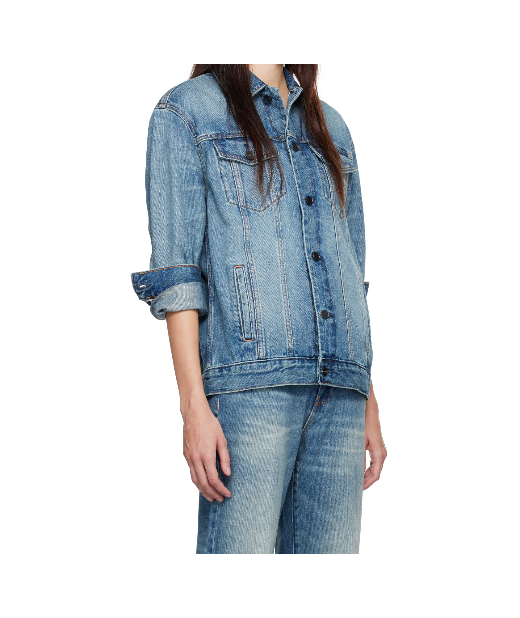 Calvin Klein Single-breasted Denim Coat In Blue