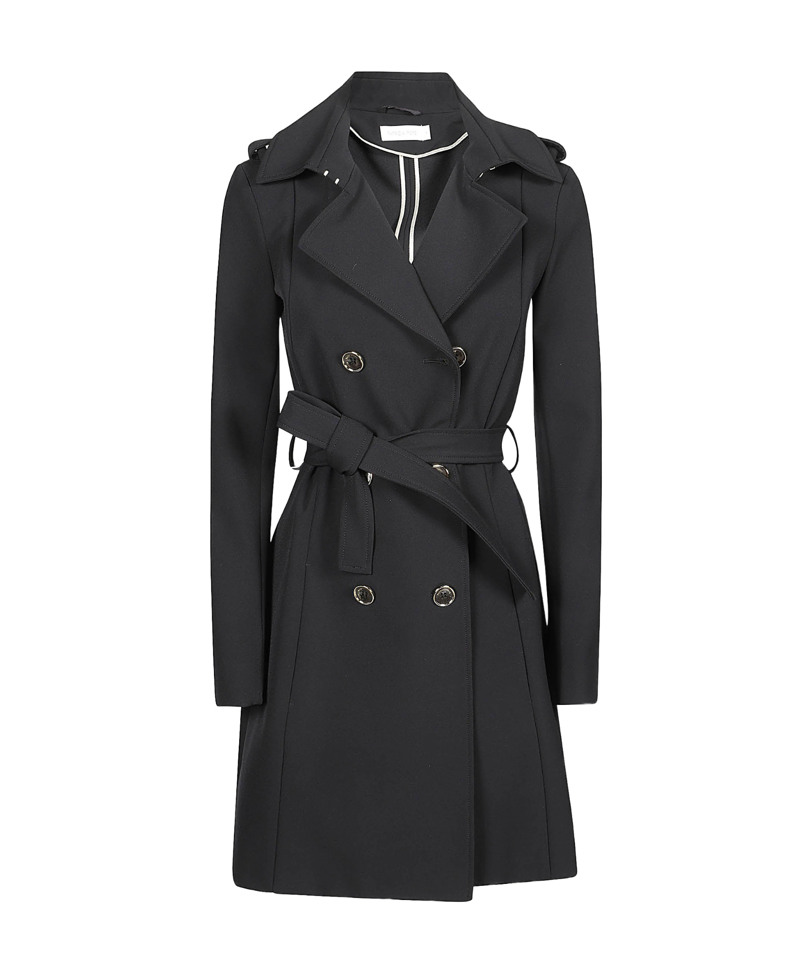 Shop Patrizia Pepe Double Breasted Trench Coat In Black