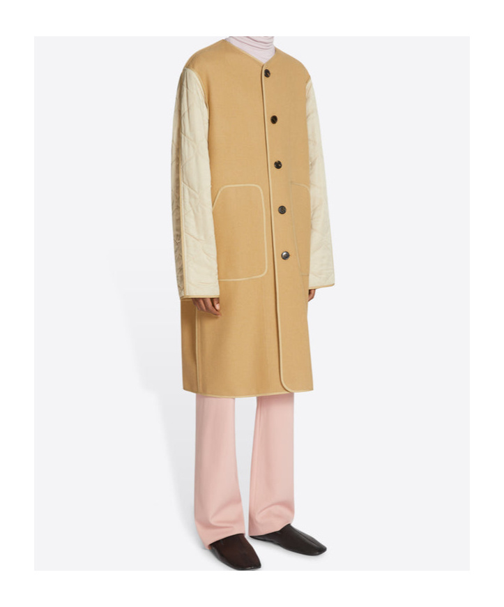 Dries Van Noten Unlined Collarless Coat In Nude