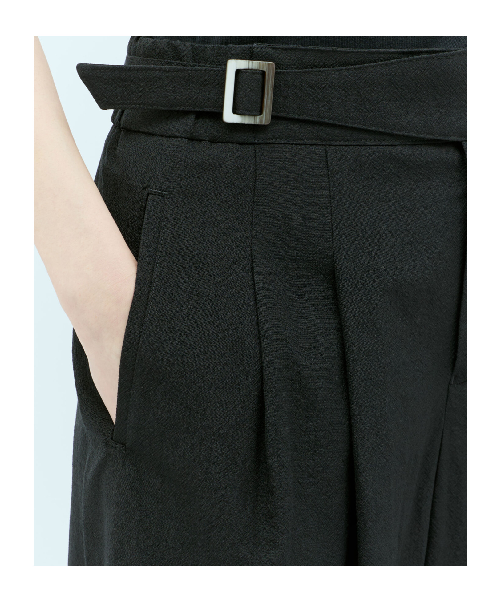 Shop Issey Miyake Buckle Casual Pants In Black