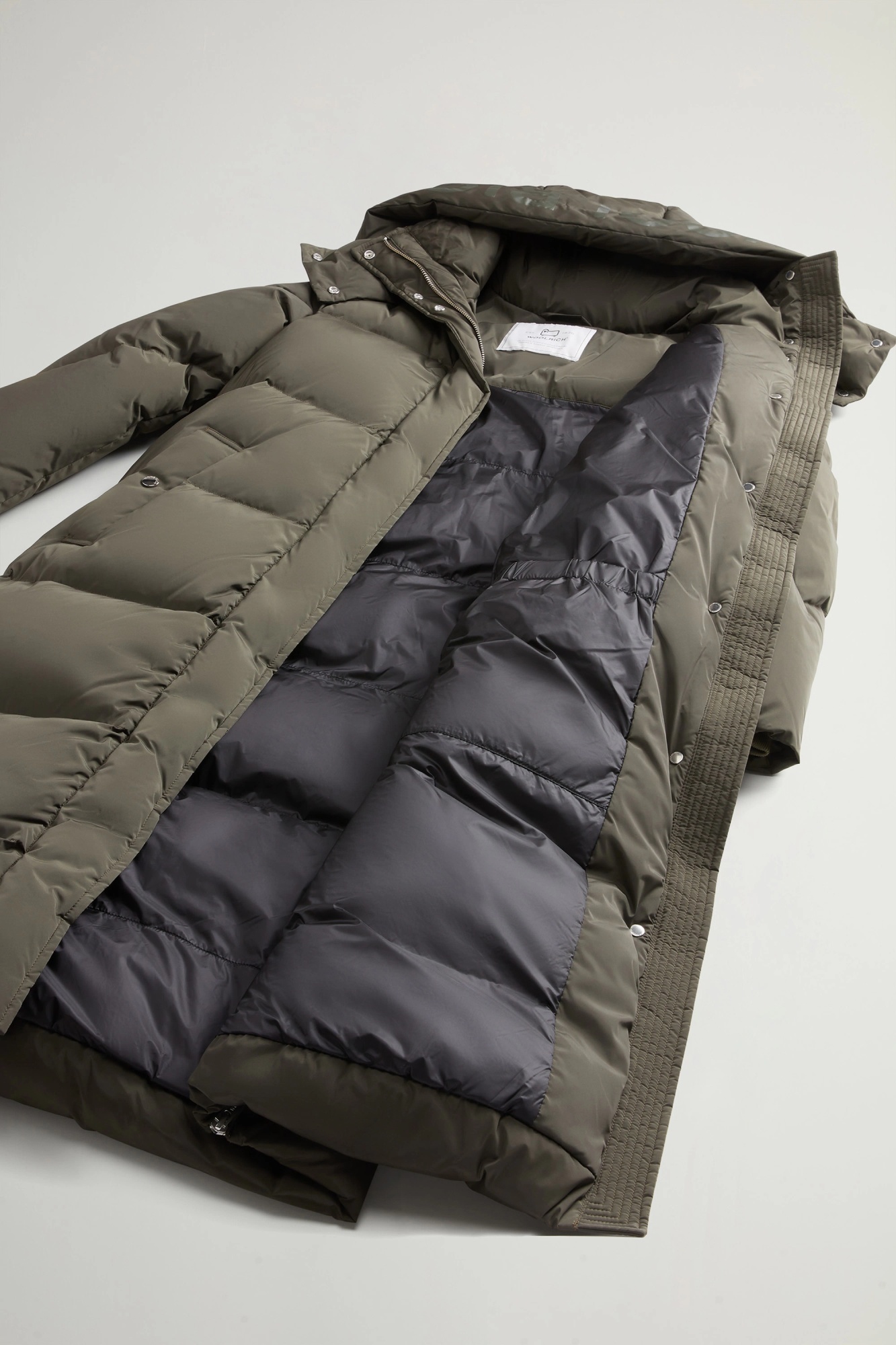 Woolrich Kelly Hooded Long Parka In Green