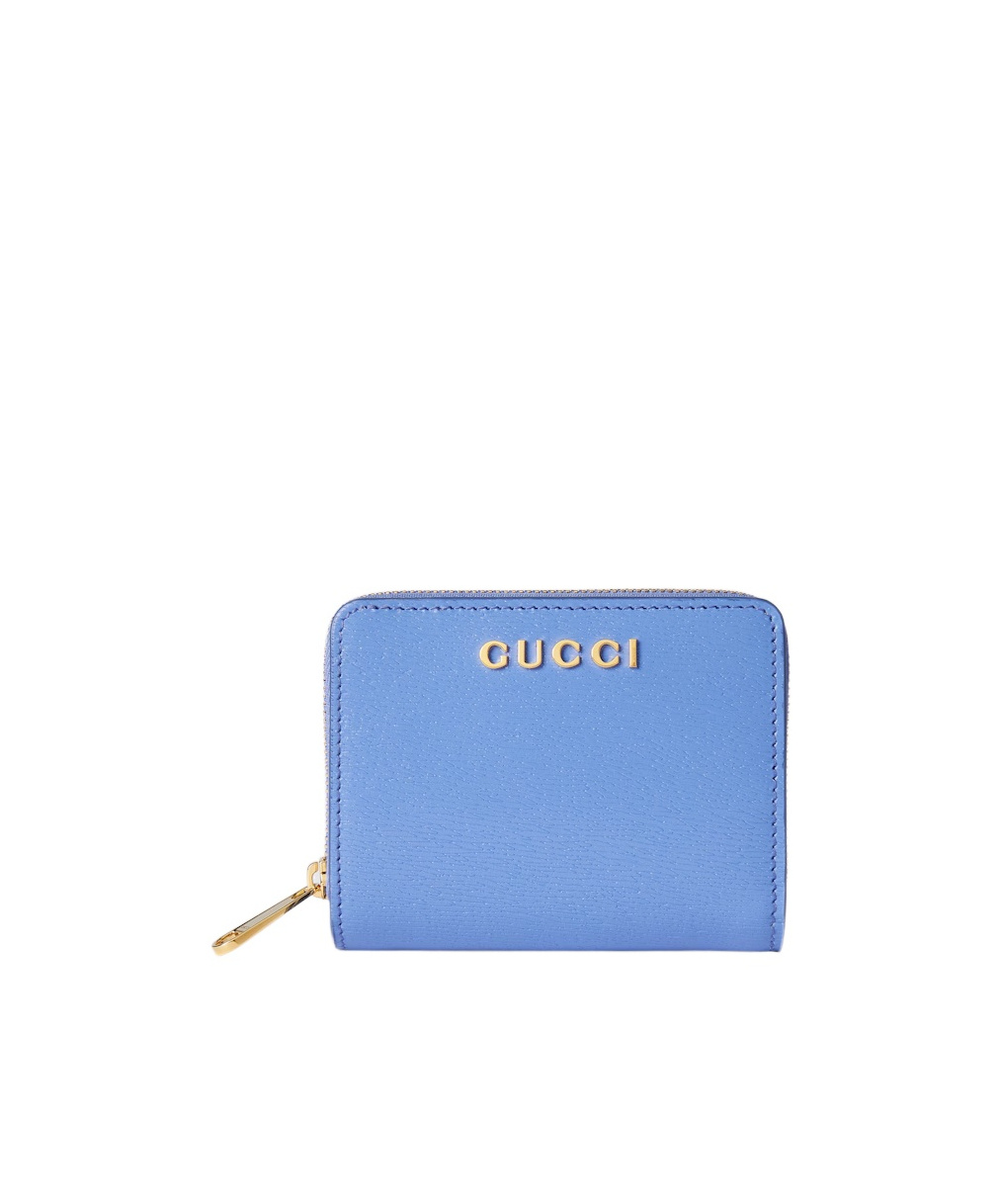 Shop Gucci Mini Zipper Wallet In Blue