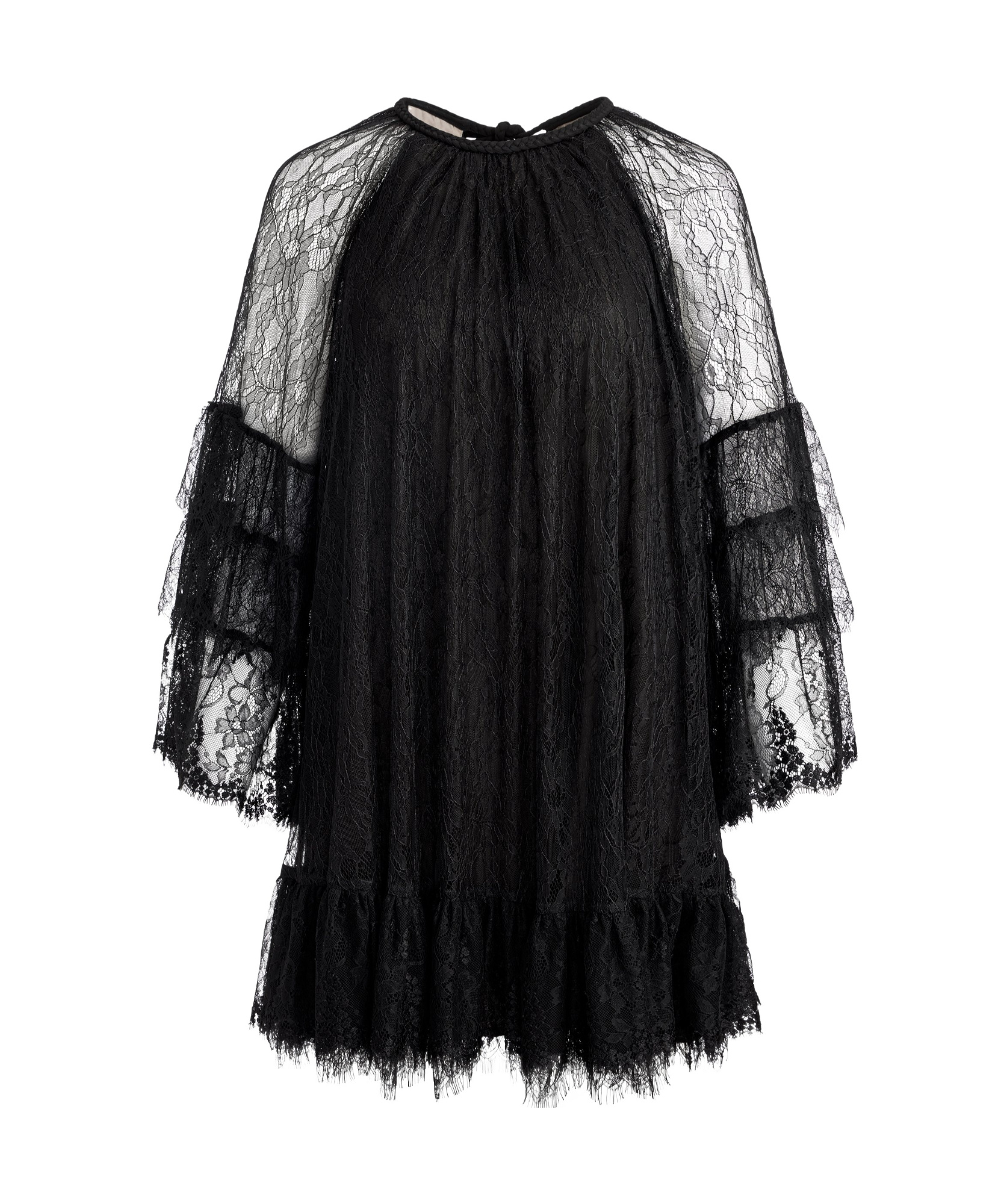 Alice And Olivia Delia Ruffled Tunic Dress In Black