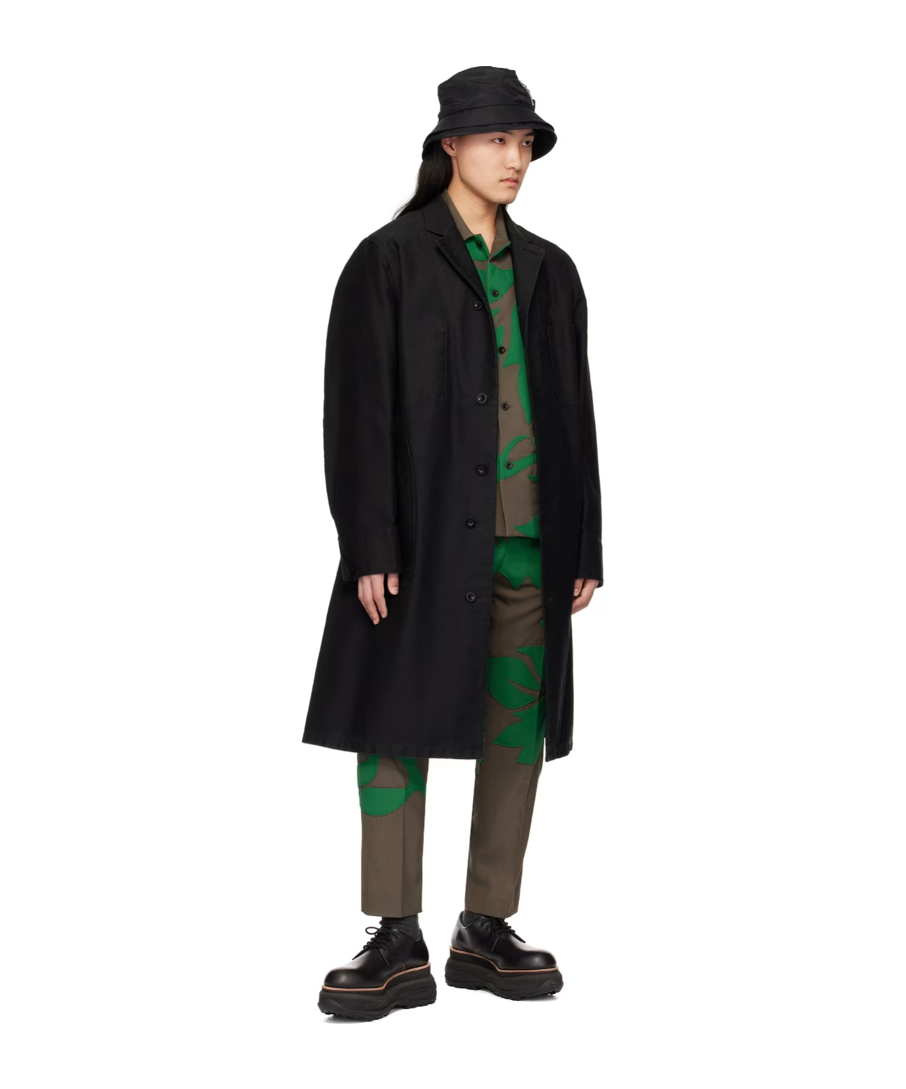 Sacai Floral Button-down Shirt In Green