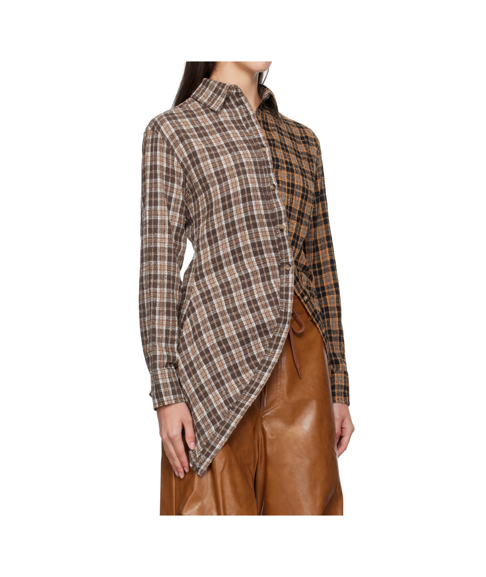 Andersson Bell Twist Check Shirt In Brown