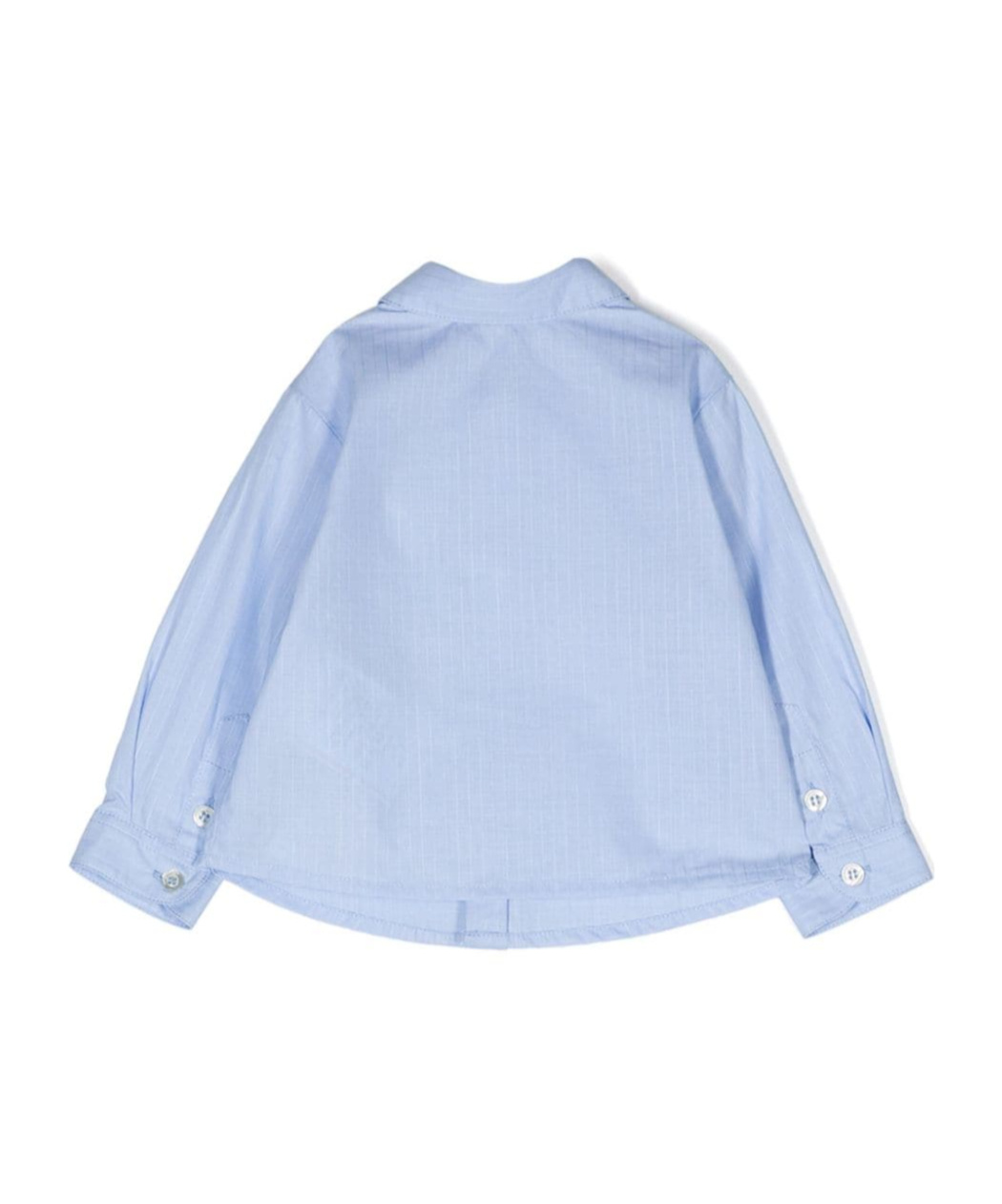 Emporio Armani Stripe-embroidered Cotton Shirt In Blue