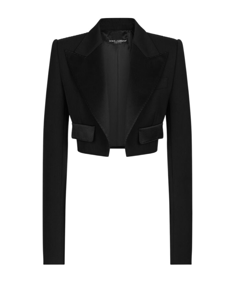 Dolce & Gabbana Single-breasted Wool Gabardine Spencer Tuxedo Jacket In Black