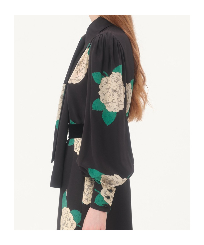 Valentino Crepe De Chine Shirt With Apres L'hiver Print In Black