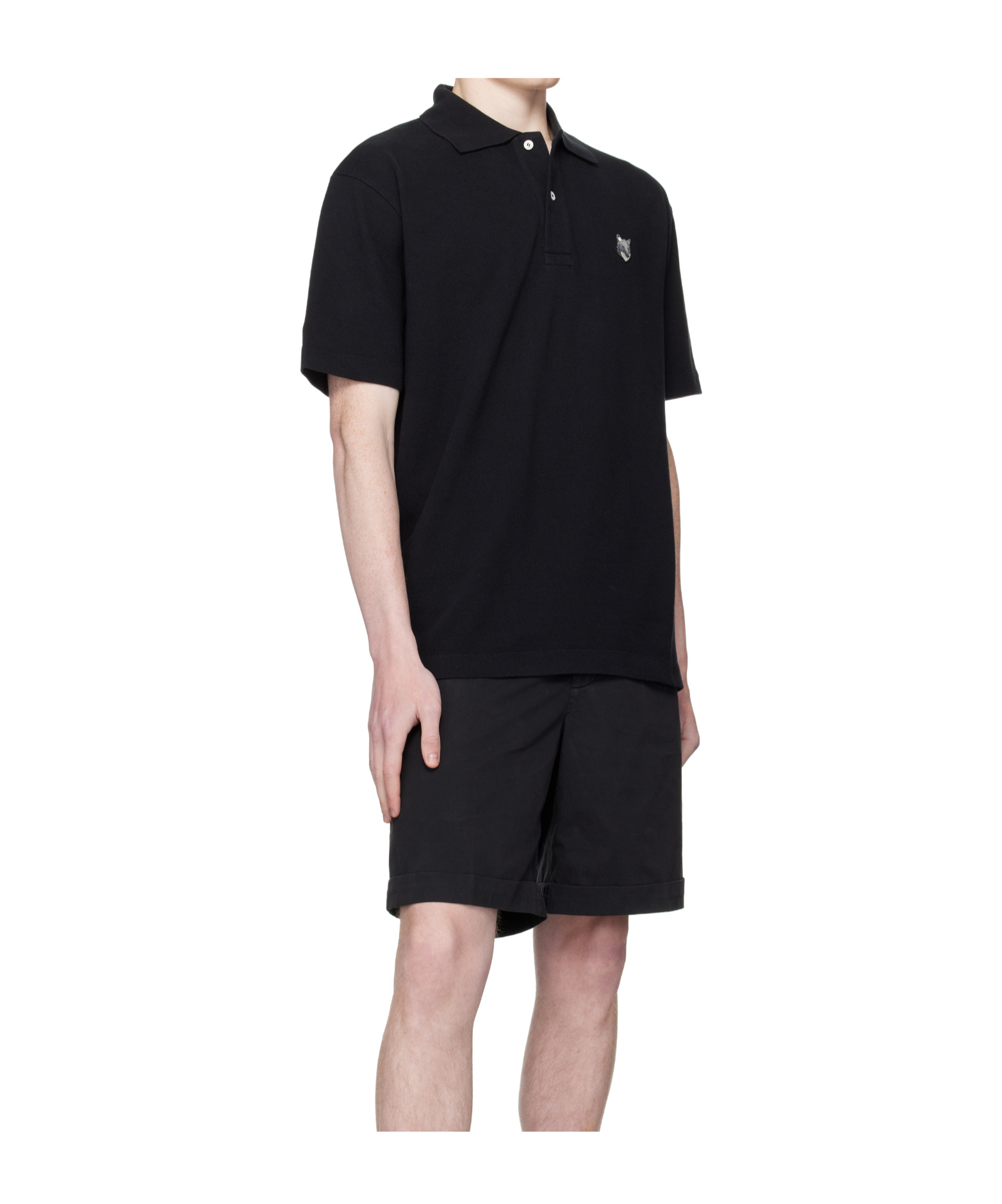 Maison Kitsuné Polo Shirt With Short Sleeves And Collar In Black