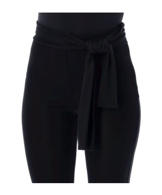 Msgm Semi-sheer Tied-waist Leggings In Black