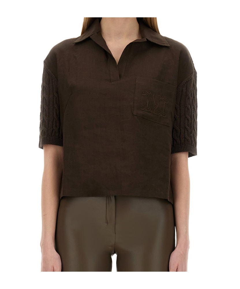 Max Mara Half-sleeve Polo Shirt In Black