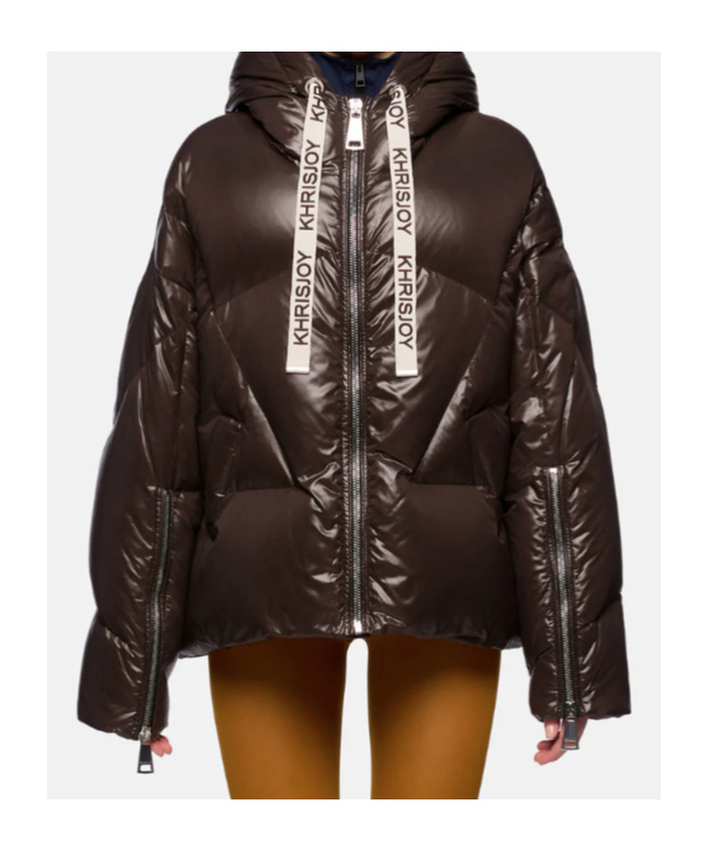 Khrisjoy Iconic Milano Down Jacket In Shiny Nylon In Brown