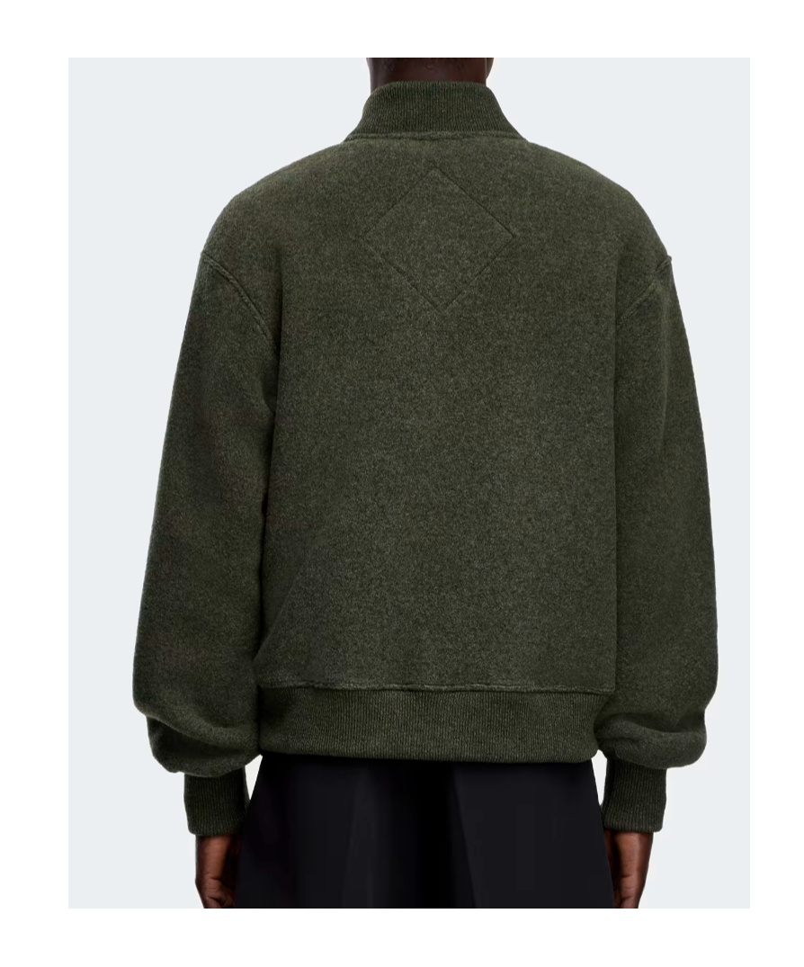 Canada Goose Fleece Bomber Jacket With Ribbed Collar And Cuffs In Green