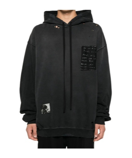 Ann Demeulemeester Drawstring Hoodie In Black