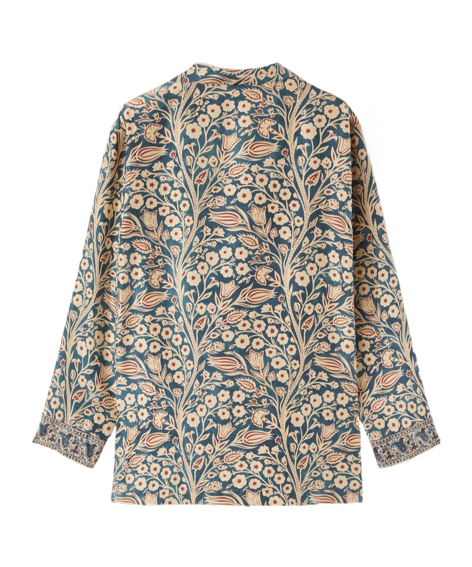 Loro Piana Jameela Shirt In Dark Turquoise/light Sand/ochre Red