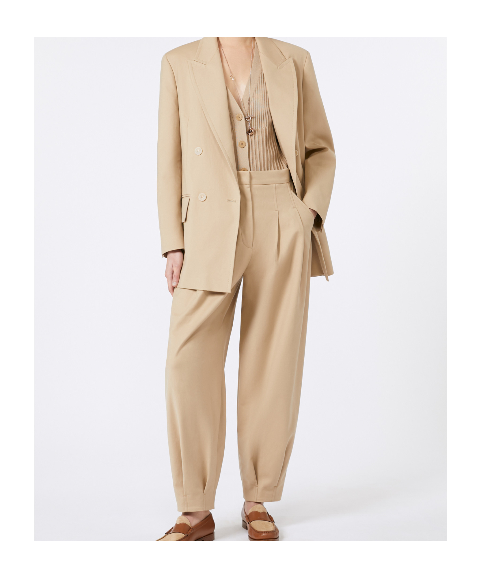 Max Mara Cotton Canvas Trousers In Neutral